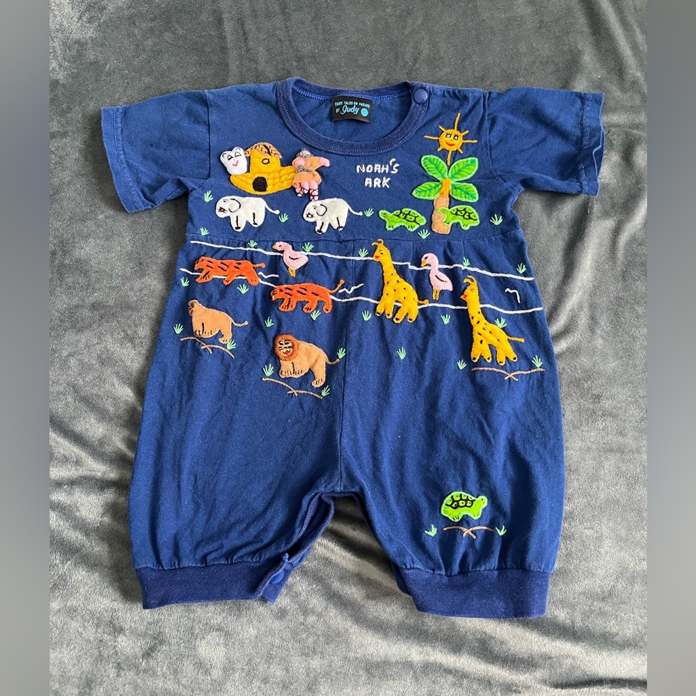 Blue Noah's Ark Baby Romper by Judy